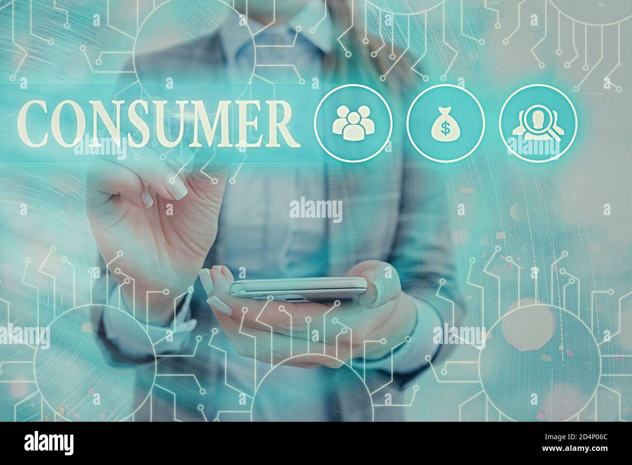 Cartello di testo che mostra il cliente. Testo di foto di affari uno che utilizza i beni economici che sono venduti dai produttori controllo dell'amministratore di sistema, ingranaggio con Foto Stock
