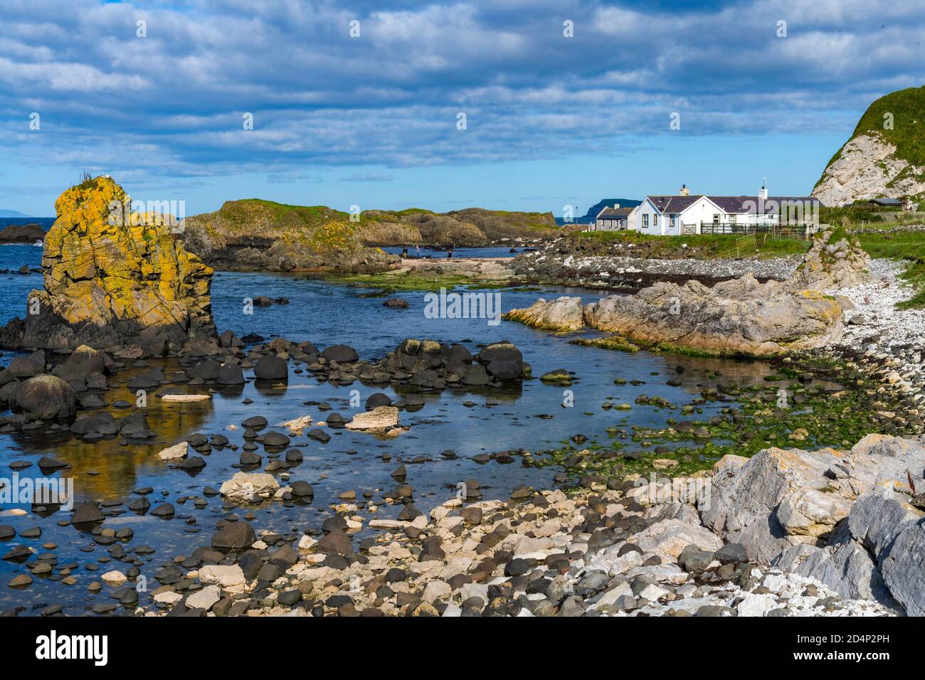 Porto di Ballintoy, costa settentrionale, Irlanda del Nord Foto Stock