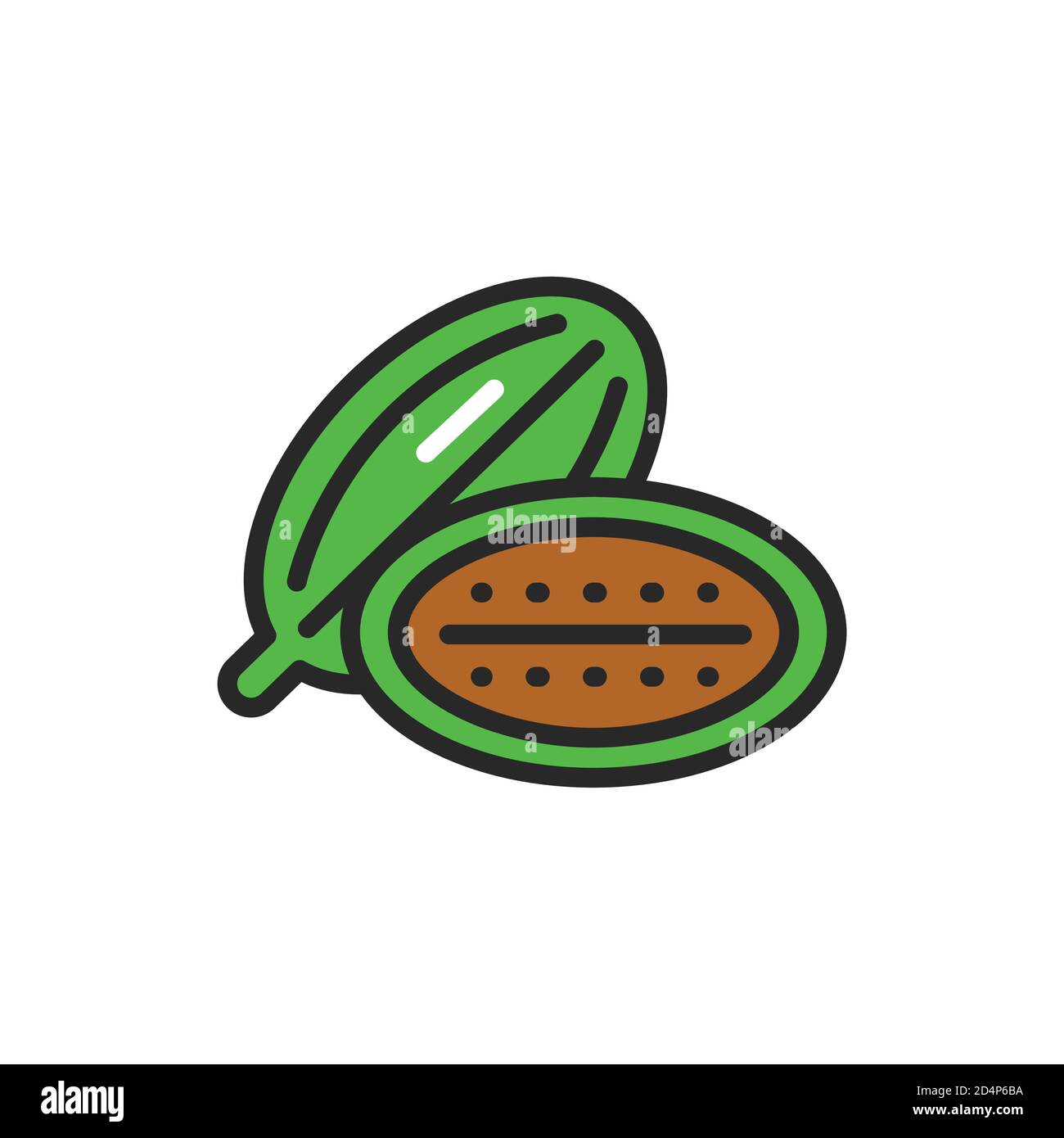 Icona della linea di colore dei semi di cardamon. Prodotti a base di spezie. Illustrazione vettoriale Illustrazione Vettoriale