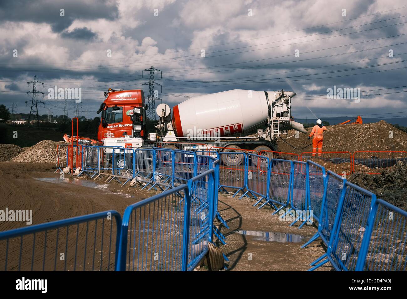 Sono in corso lavori di costruzione sulla strada del distributore occidentale a Preston che collegherà all'autostrada M55. Foto Stock