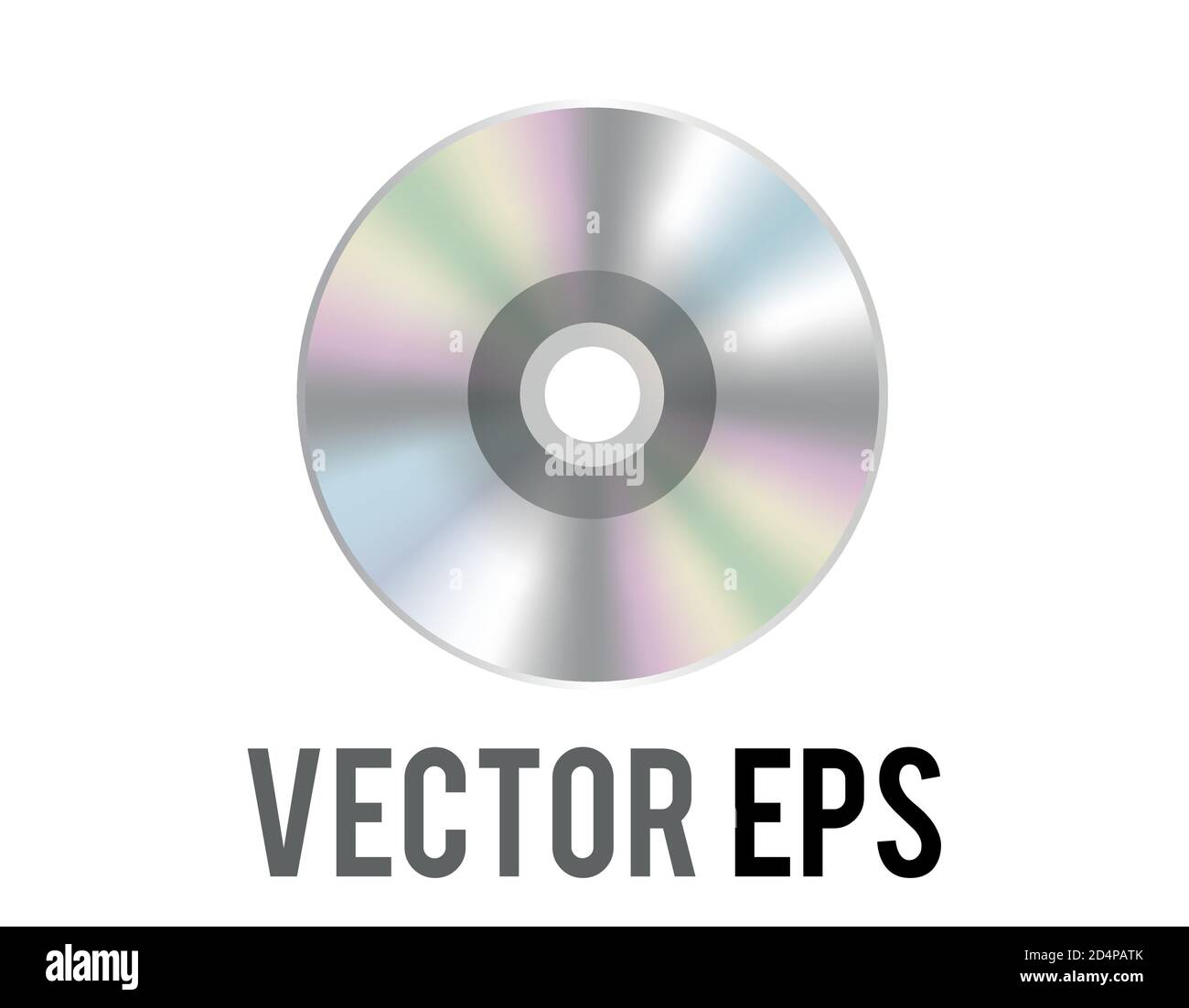 Icona del disco ottico vettoriale in argento isolato, utilizzata per rappresentare CD, DVD e film, contenuti musicali e album correlati Illustrazione Vettoriale
