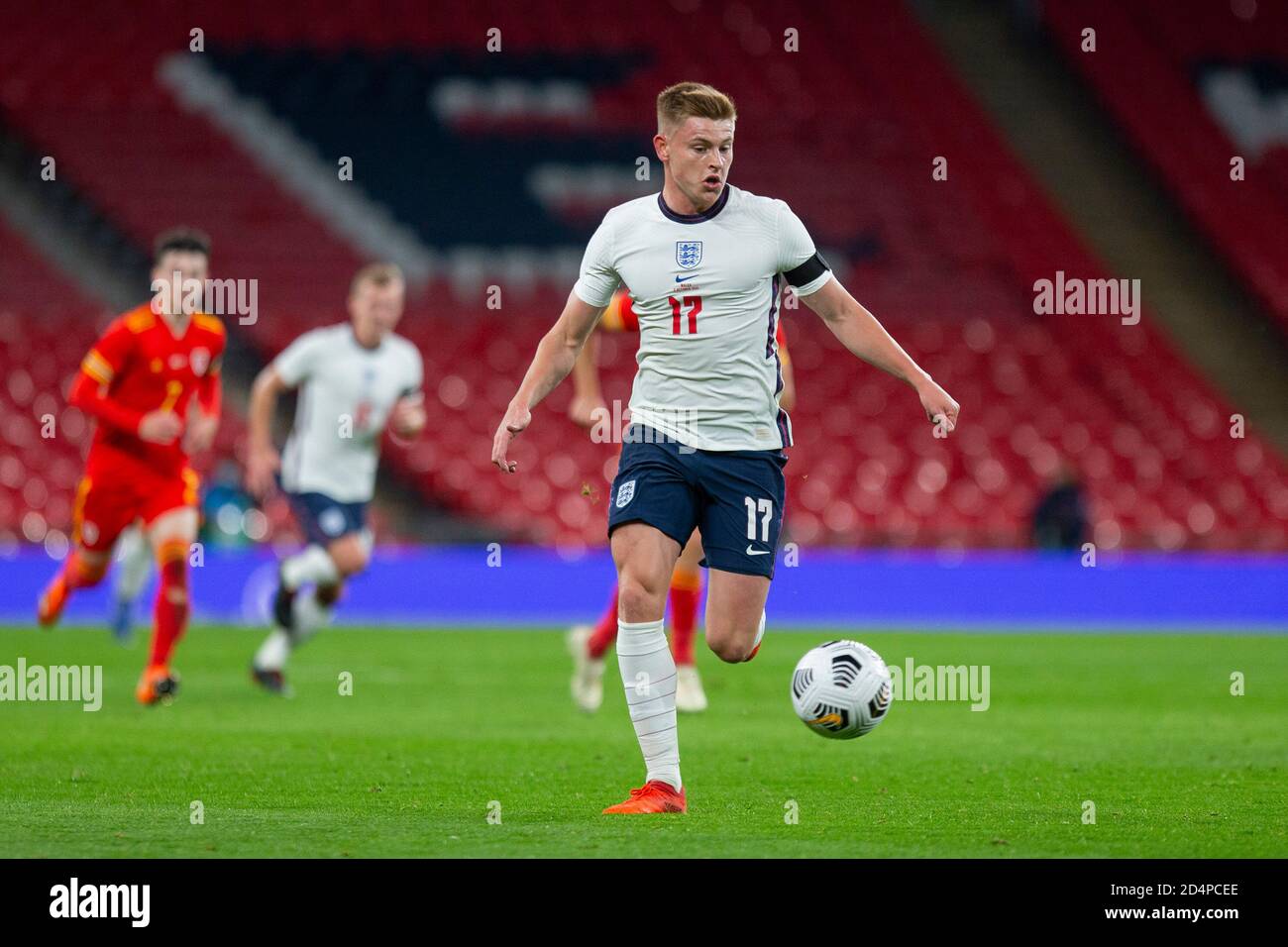 Harvey Barnes of England durante un amichevole incontro internazionale contro il Galles, ottobre 2020. Foto Stock