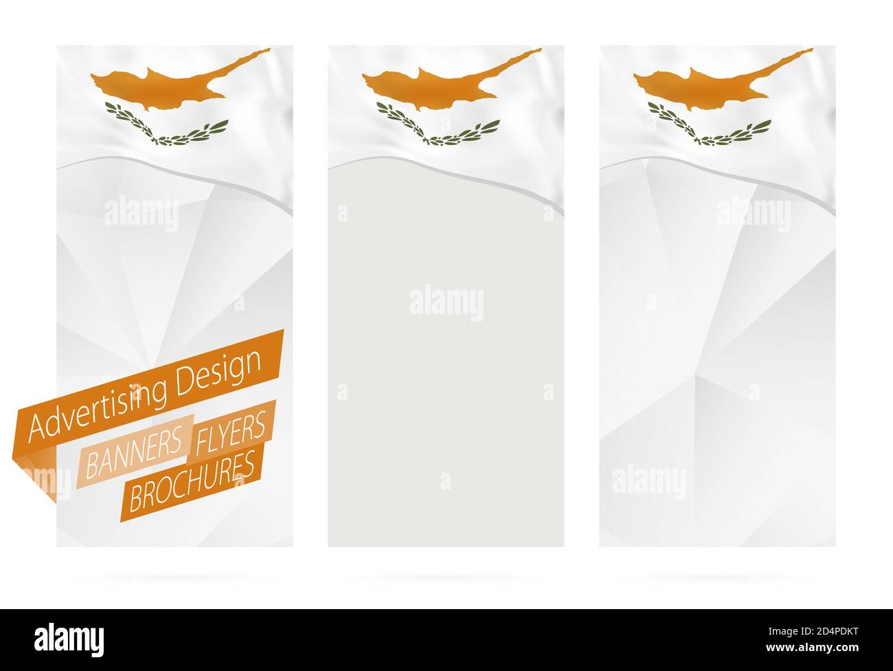 Progettazione di striscioni, volantini, opuscoli con bandiera di Cipro. Modello di opuscolo per sito Web o stampa. Illustrazione vettoriale. Illustrazione Vettoriale