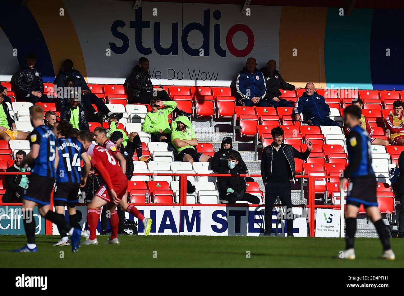 Brian Barry-Murphy, manager di Rochdale durante la partita Sky Bet League 1 tra Accrington Stanley e Rochdale allo stadio Wham di Accrington, sabato 10 ottobre 2020. (Credit: Pat Scaasi | MI News) Credit: MI News & Sport /Alamy Live News Foto Stock