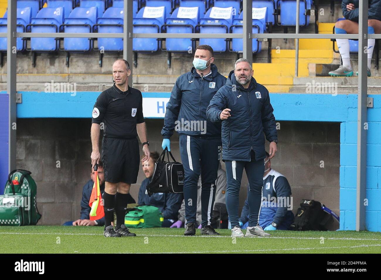 Il manager di Barrow David Dunn durante la partita di Sky Bet League 2 tra Barrow e Leyton Orient alla Holker Street, Barrow-in-Furness sabato 10 ottobre 2020. (Credit: Mark Fletcher | MI News) Credit: MI News & Sport /Alamy Live News Foto Stock