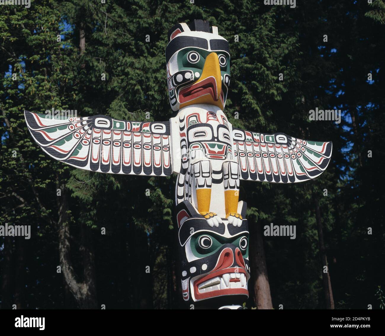 Canada. Columbia Britannica. Vancouver. Stanley Park. Primo Nations Totem pole. Foto Stock