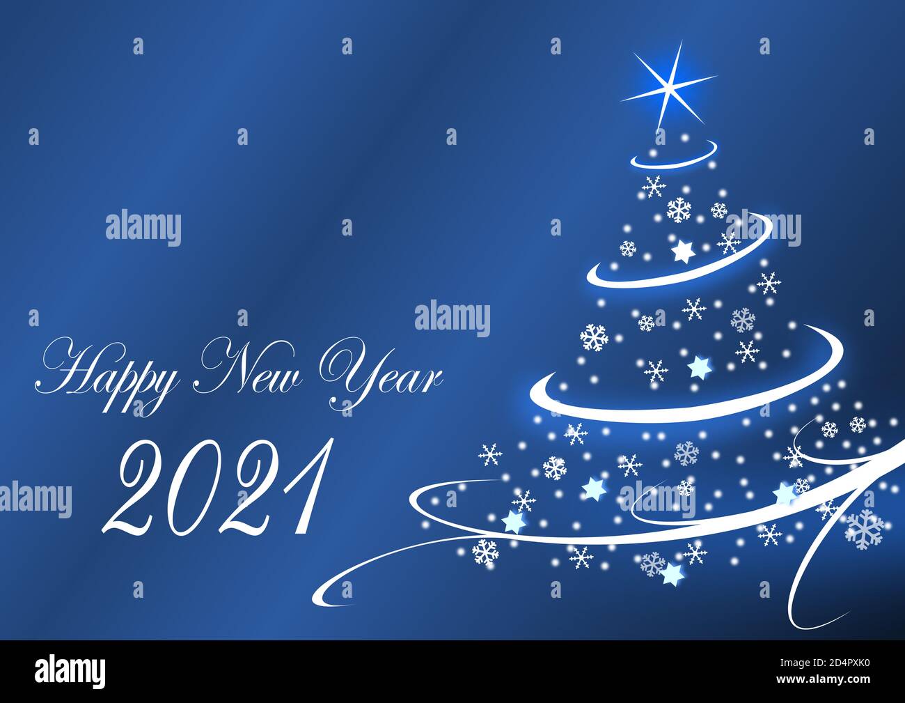 Felice biglietto d'auguri per il 2021 con albero di natale sfondo blu Foto  stock - Alamy