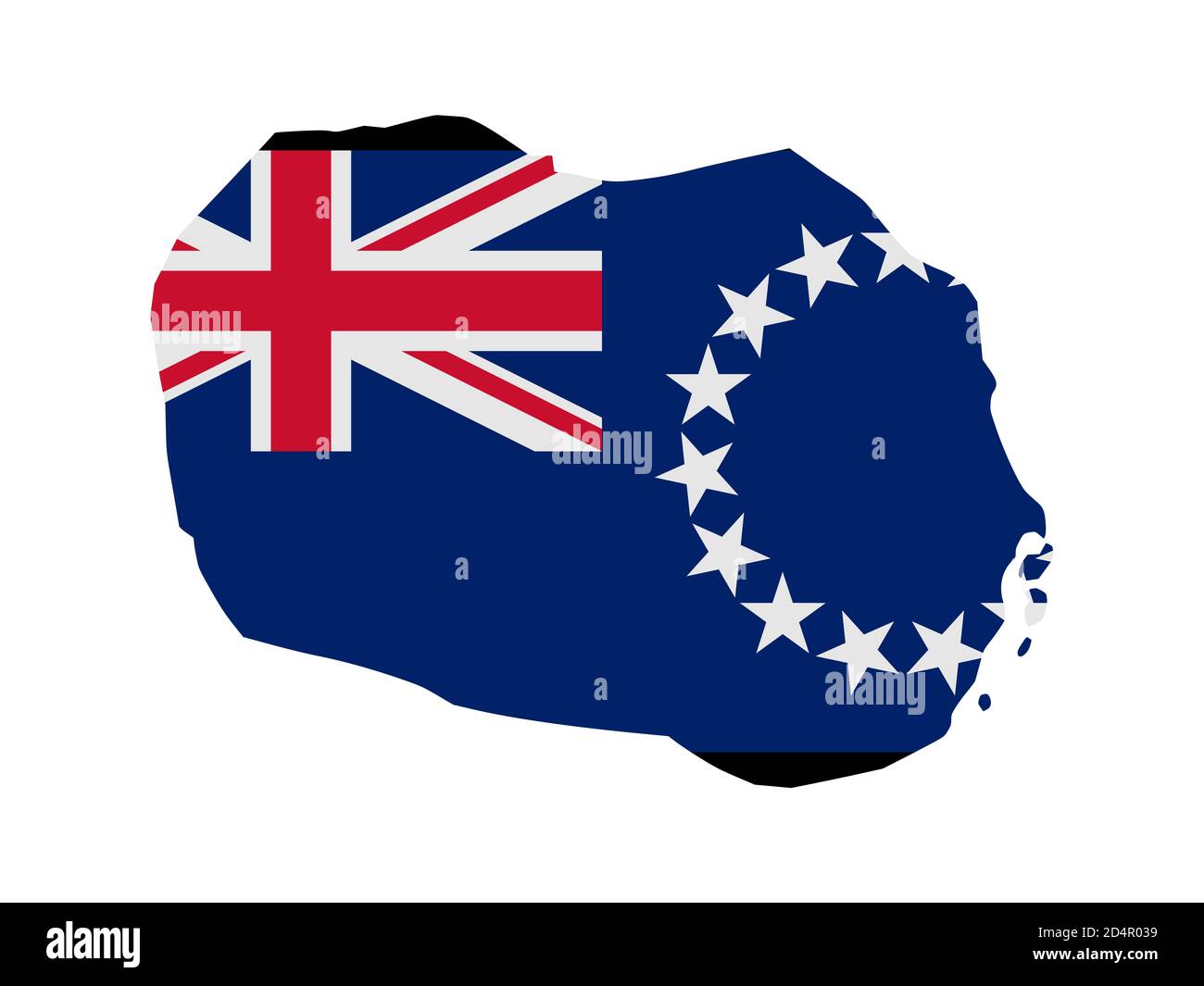 Bandiera sotto forma di paese geografico, Isole Cook, Polinesia, Oceania Foto Stock