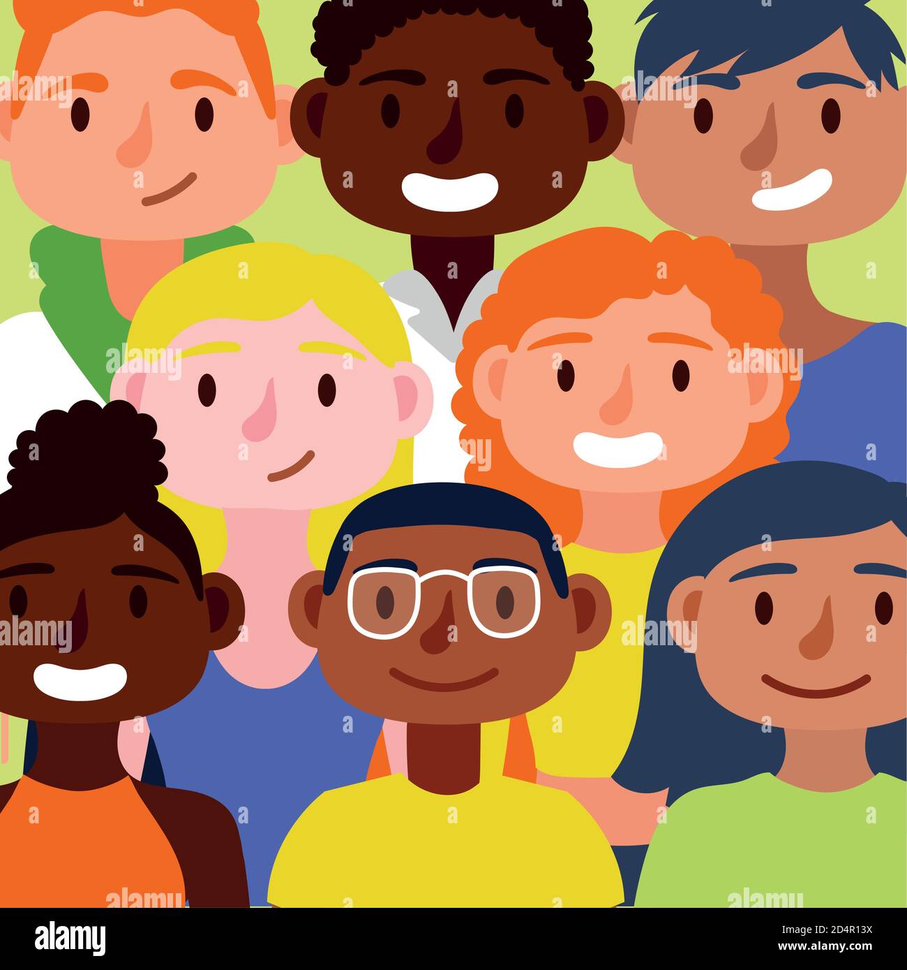 Folla di persone insieme personaggi inclusione disegno vettoriale illustrazione Illustrazione Vettoriale
