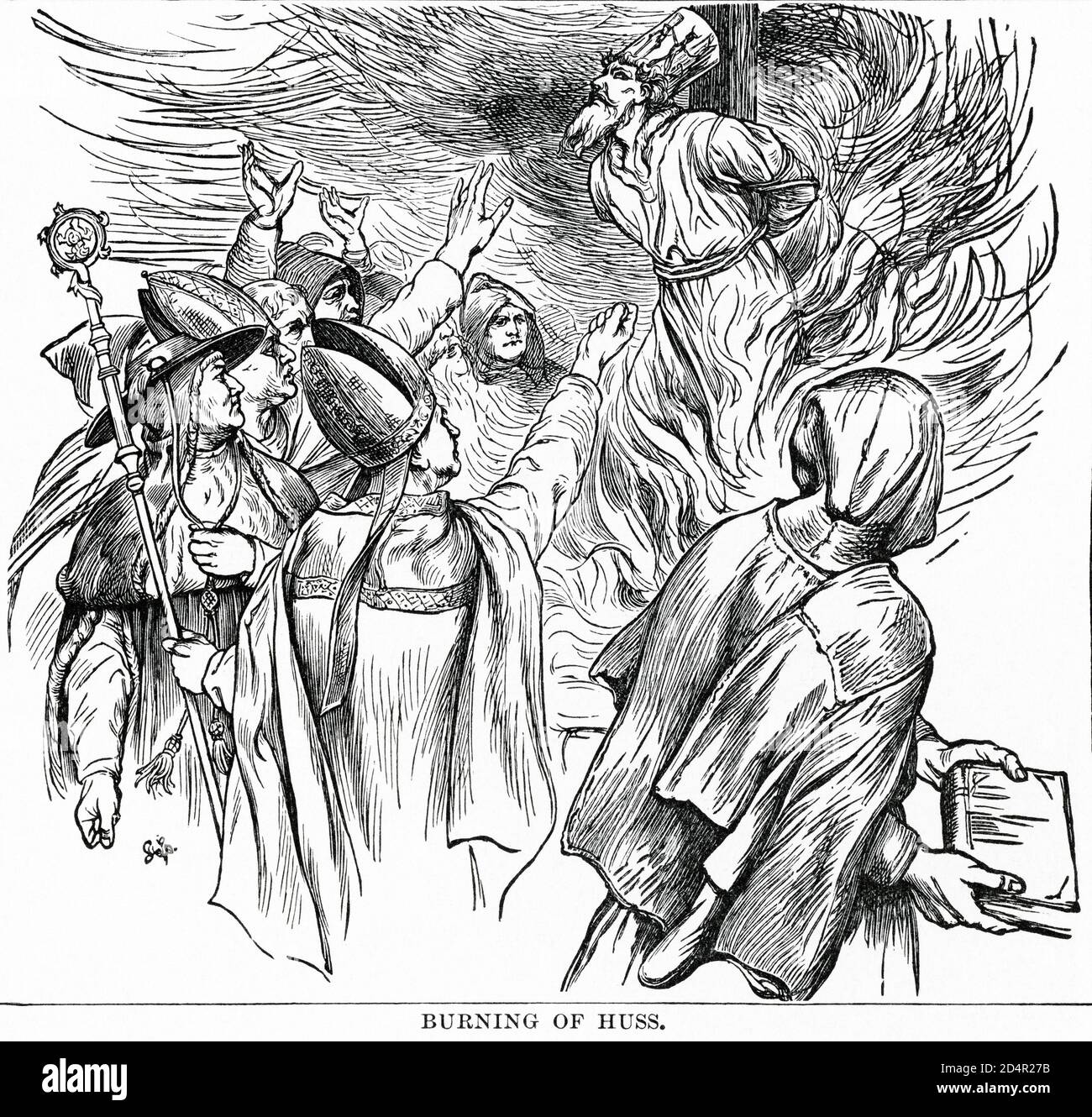 Burning of Huss, Illustration, Ridpath's History of the World, Volume III, di John Clark Ridpath, LL. D., Merrill & Baker Publishers, New York, 1897 Foto Stock