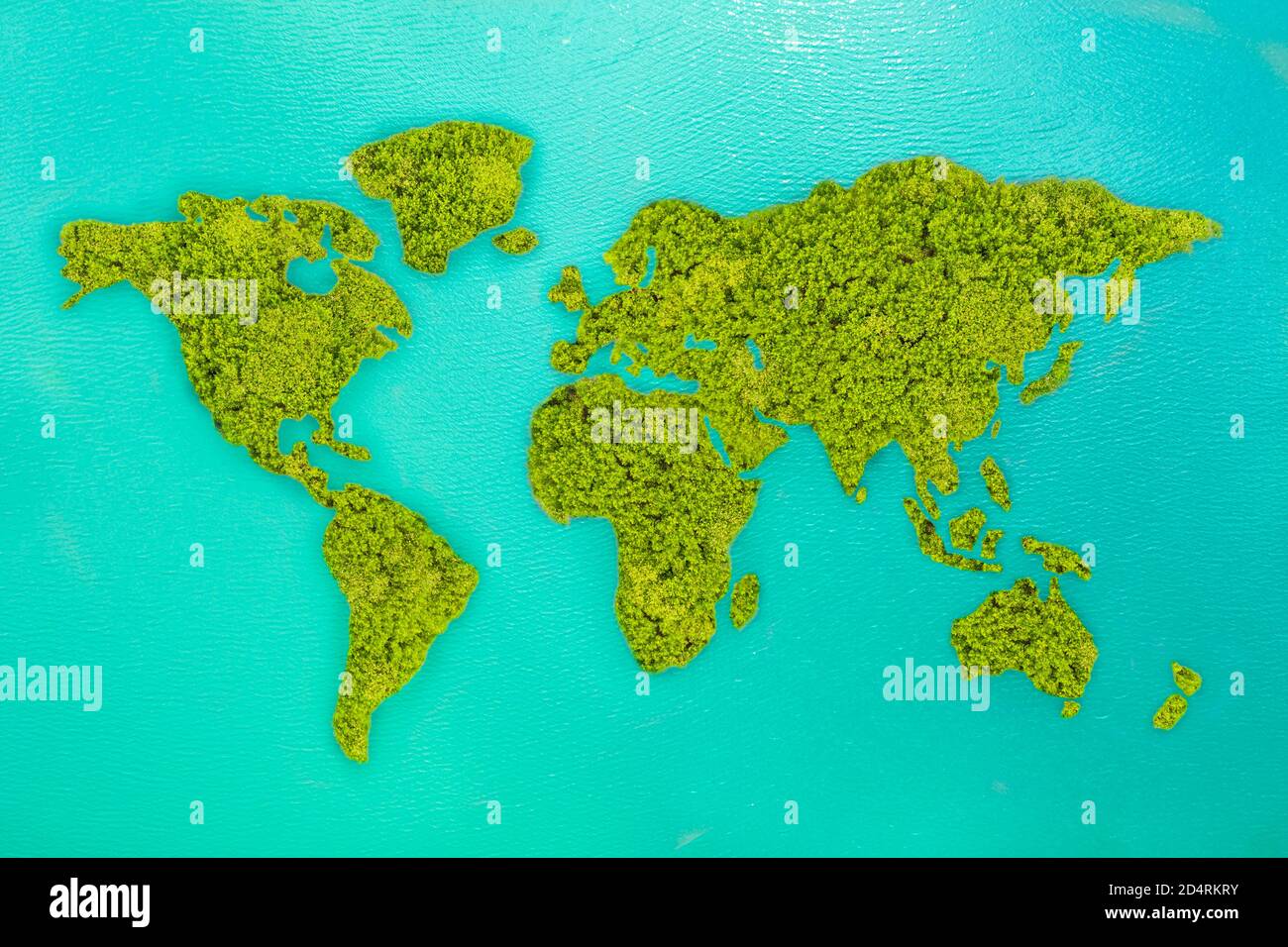 Vista aerea piccola isola verde che forma assomiglia al mondo mappa Foto Stock