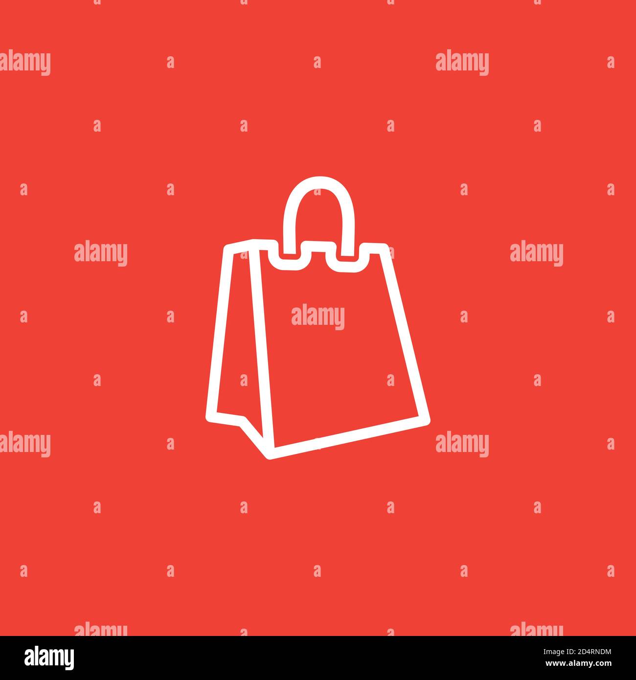 Icona della linea della borsa per la spesa su sfondo rosso. Illustrazione di Red Flat Style Vector. Illustrazione Vettoriale