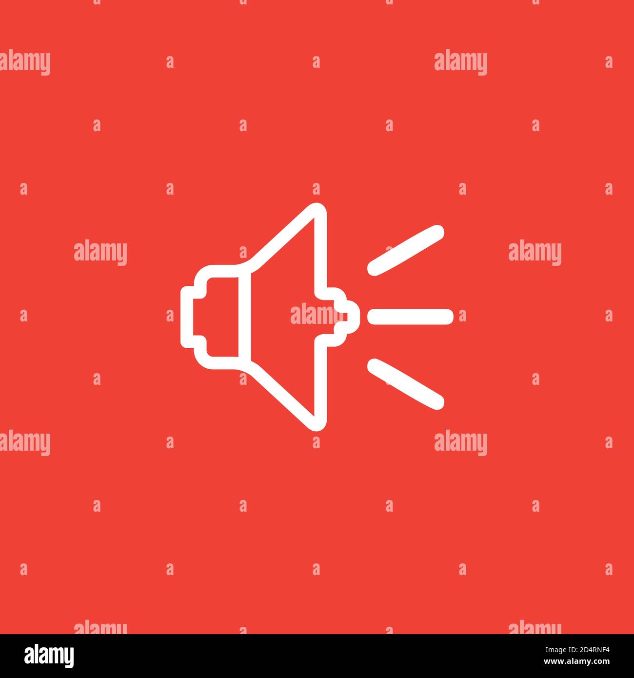 Icona linea audio su sfondo rosso. Illustrazione di Red Flat Style Vector. Illustrazione Vettoriale