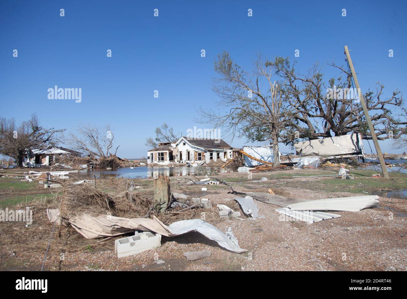 Creole, Louisiana, Stati Uniti. 10 Ott 2020. 10 ottobre 2020, Creole, Louisiana: L'uragano Delta ha abbattuto la costa della Louisiana creando inondazioni, picchi di tempeste e danni causati dal vento a città precedentemente martoriate dall'uragano Laura. Credit: Leslie Spurlock/ZUMA Wire/Alamy Live News Foto Stock