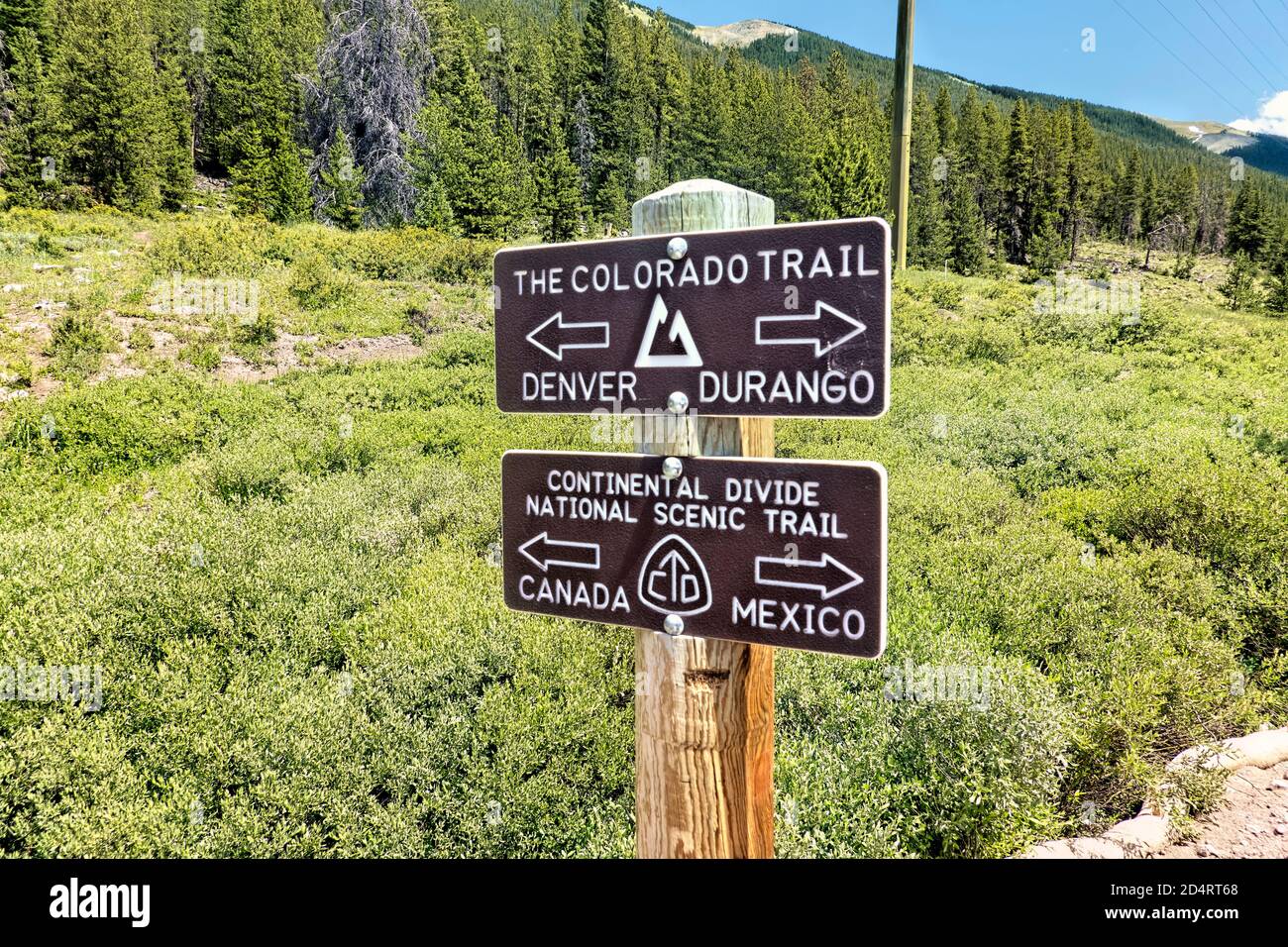 Cartello per la lunga distanza Colorado Trail e Continental divide Trail, Copper, Colorado, USA Foto Stock