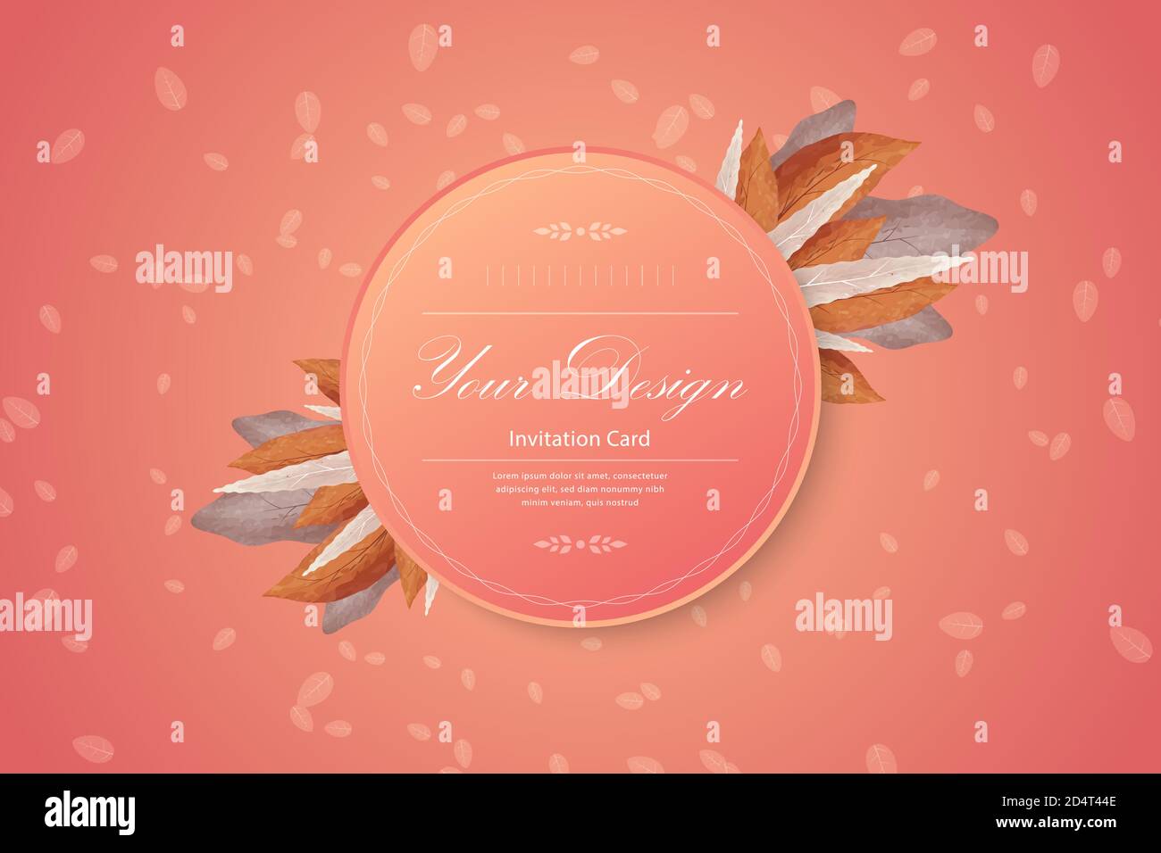 Modello di banner o biglietto di invito con sfondo autunnale. Illustrazione Vettoriale