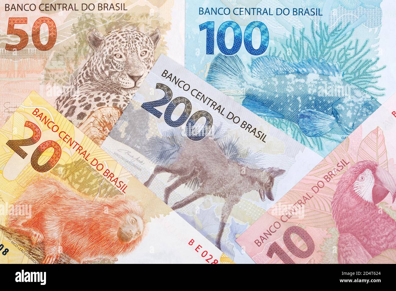 Il denaro brasiliano un background commerciale Foto Stock