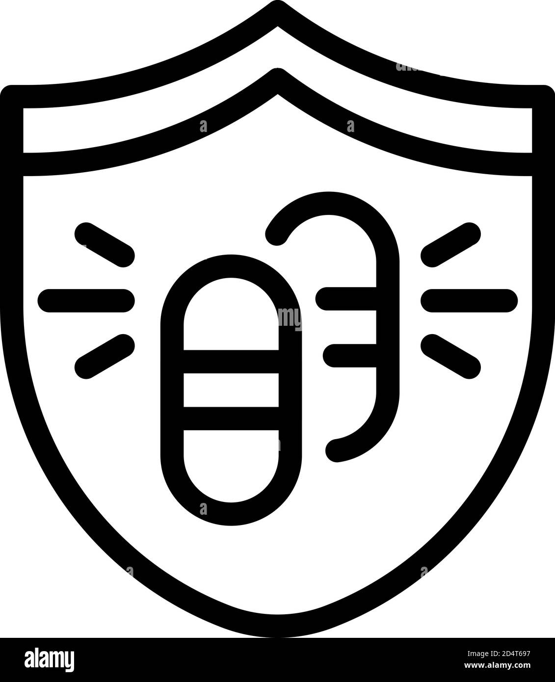 Icona della capsula di protezione probiotica, stile del contorno Illustrazione Vettoriale