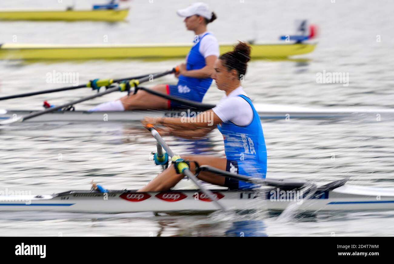 10-10-2020 ROEIEN: EUROPESE KAMPIOENSCHAPPEN 2020: POZNAN POLEN Veronica Lisi Italia gareggia in semifinale Womens Single sculls durante il giorno 2 dei Campionati europei di canottaggio 2020 il 10 ottobre 2020 a Poznan, Polonia. Foto di Soenar Chamid/AFLO (HOLLAND OUT) Foto Stock
