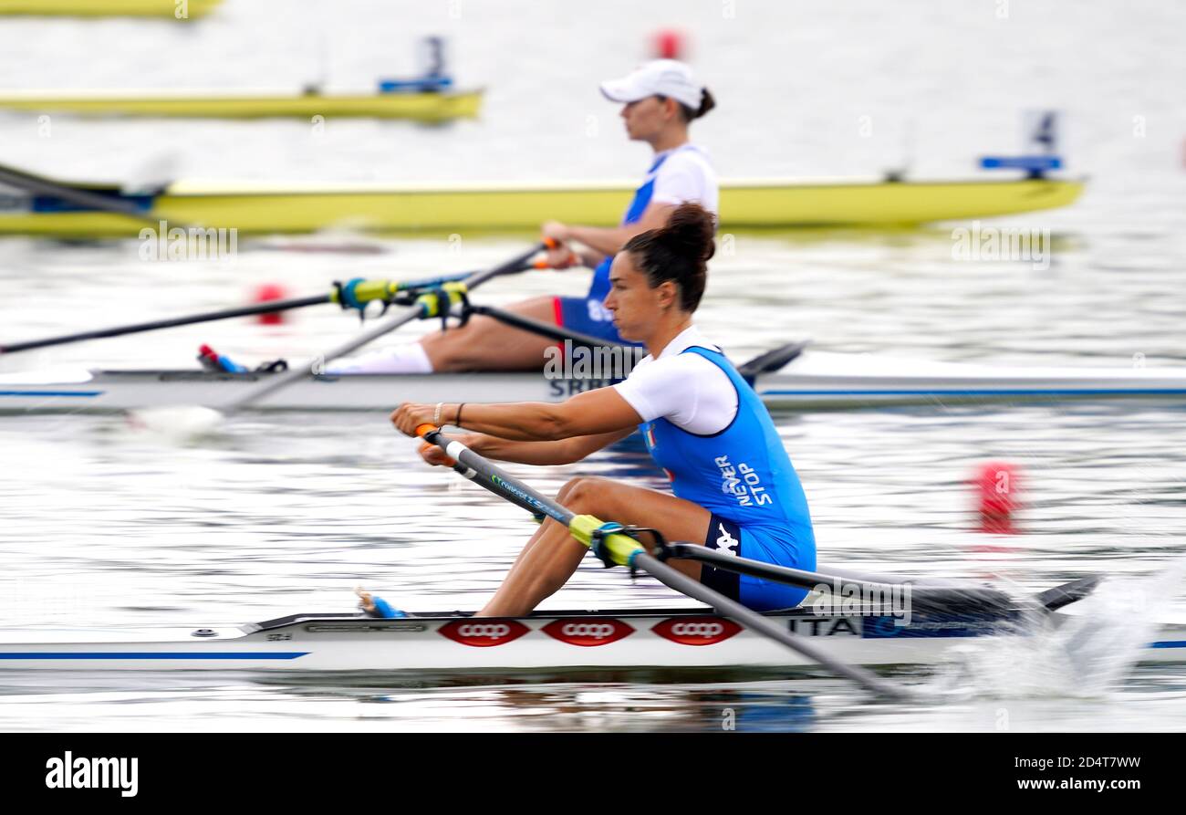 10-10-2020 ROEIEN: EUROPESE KAMPIOENSCHAPPEN 2020: POZNAN POLEN Veronica Lisi Italia gareggia in semifinale Womens Single sculls durante il giorno 2 dei Campionati europei di canottaggio 2020 il 10 ottobre 2020 a Poznan, Polonia. Foto di Soenar Chamid/AFLO (HOLLAND OUT) Foto Stock