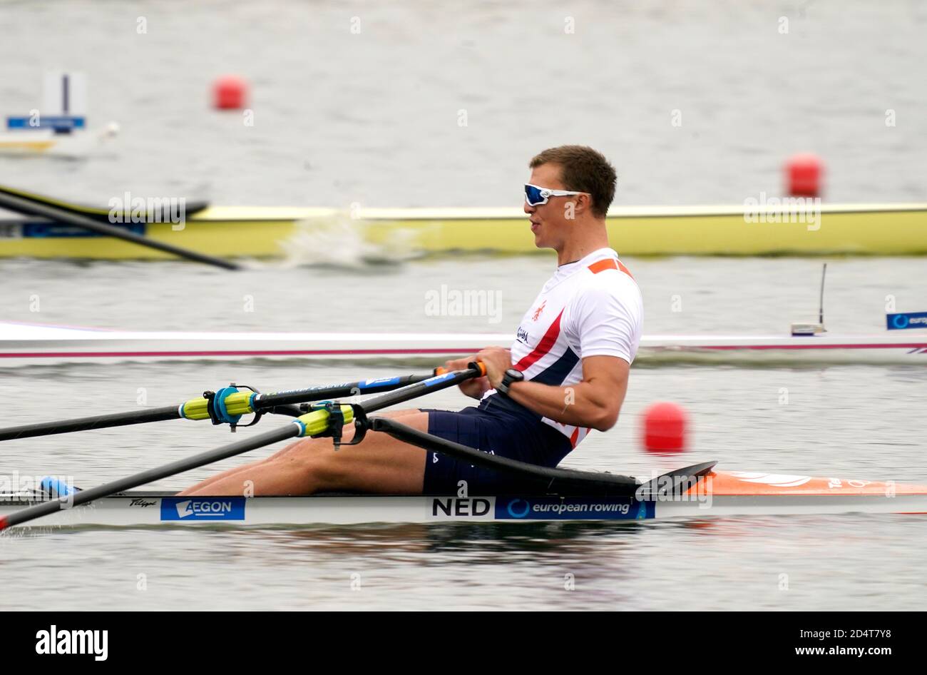 10-10-2020 ROEIEN: EUROPESE KAMPIOENSCHAPPEN 2020: POZNAN POLEN Amos Keijser dei Paesi Bassi compete in Mens Single sculls durante il giorno 2 dei Campionati europei di canottaggio 2020 il 10 ottobre 2020 a Poznan, Polonia. Foto di Soenar Chamid/AFLO (HOLLAND OUT) Foto Stock
