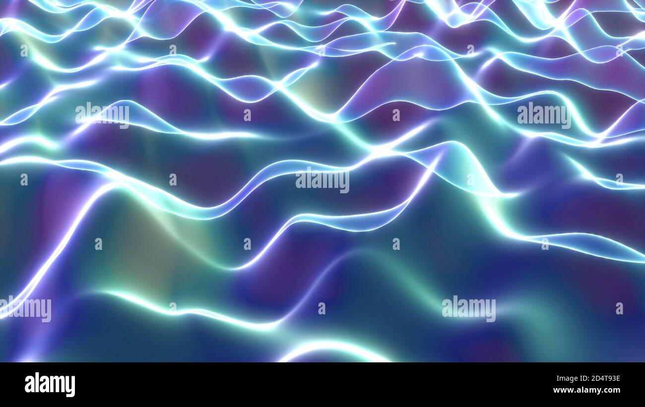 Volumetrico frattale dinamico forme ondulate elegante 3D Abstract colore ondulato Rendering 3d modello liquido multicolore Smooth Wall Concept Foto Stock