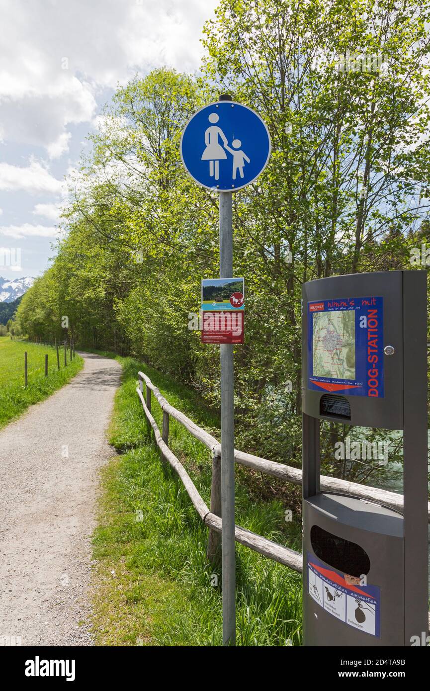 Fussweg, Dog-Station, Stillach, Oberstdorf, Allgäu Foto Stock