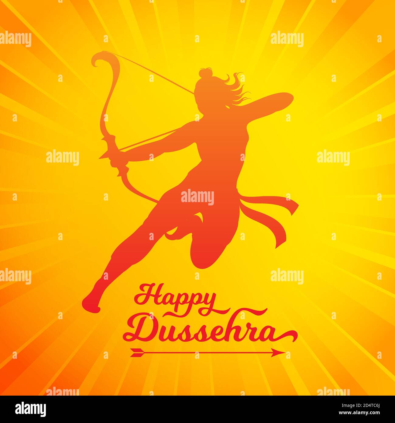 Happy Dussehra bellissimo poster di saluto con vettore di silhouette RAM Illustrazione Vettoriale