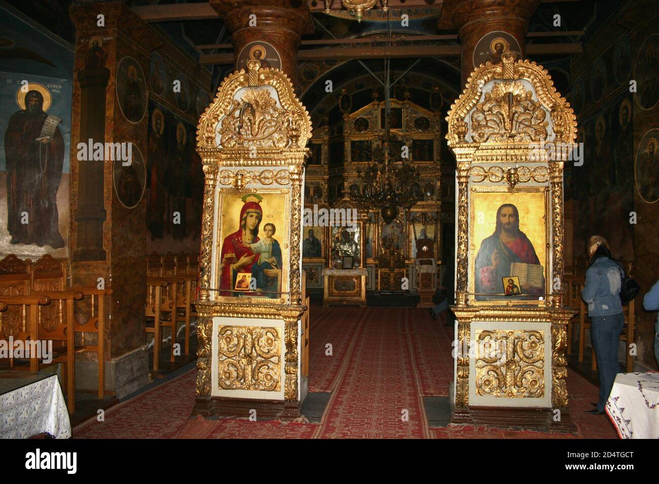 Monastero di Ciolanu, Contea di Buzău, Romania. Interno della chiesa ortodossa cristiana del 19 ° secolo. Foto Stock