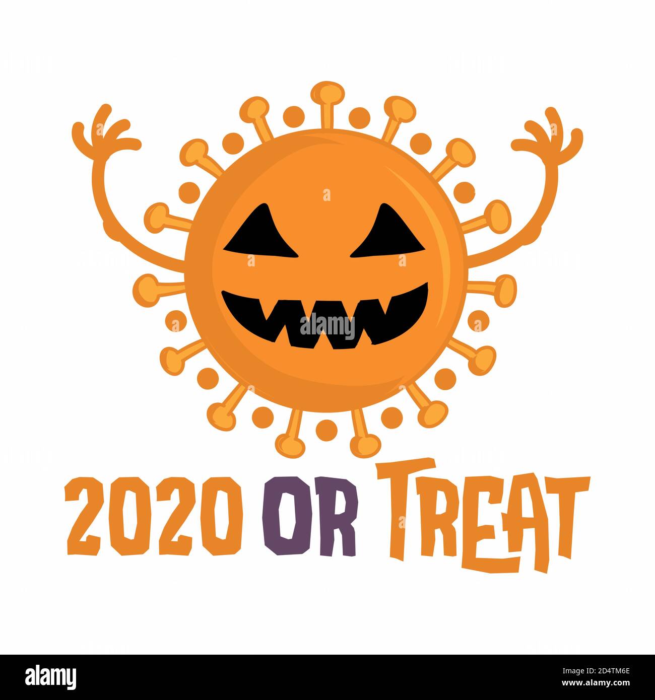 2020 o trattare (trucco o trattare). - STOP coronavirus (2019-ncov) divertente scritta di consapevolezza Covid-19. Focolaio di coronavirus. Nuovo coronavirus. 202 Illustrazione Vettoriale