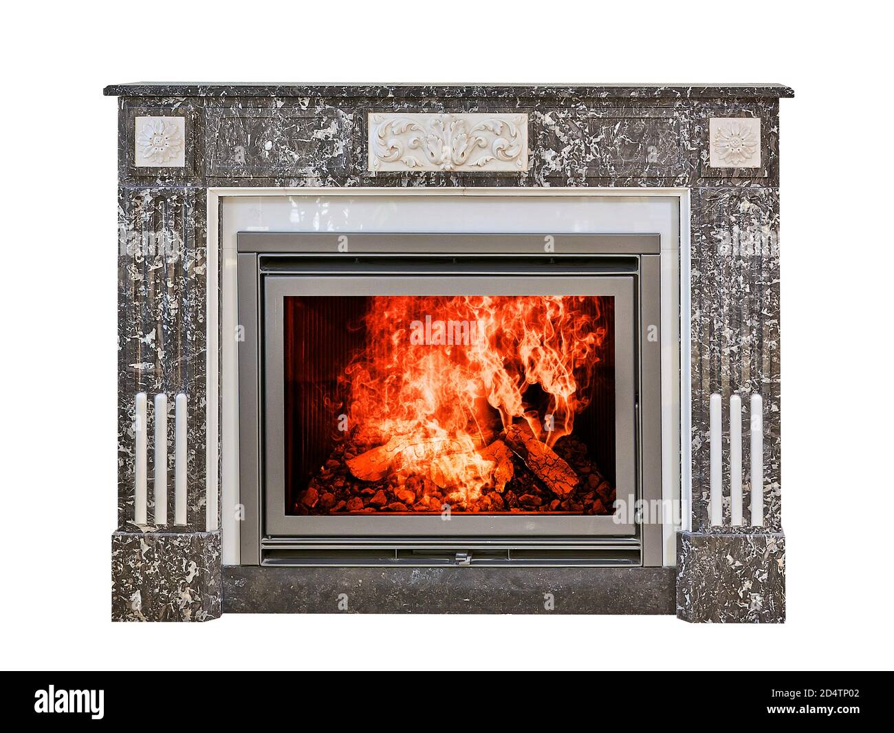 Camino in marmo classico isolato su bianco con percorso di ritaglio Foto Stock