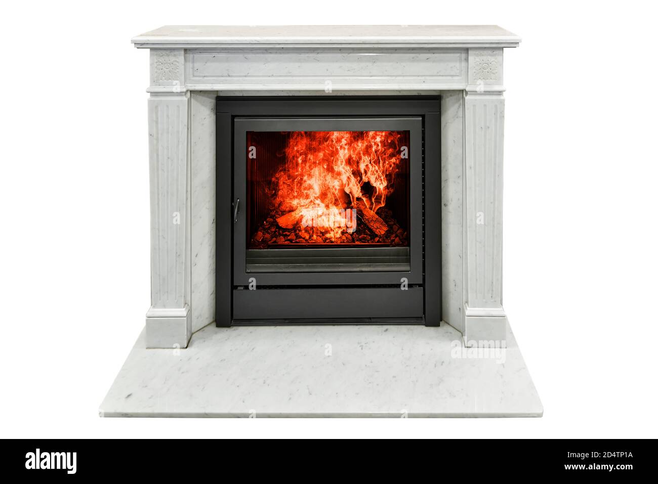 Camino in marmo classico isolato su bianco con percorso di ritaglio Foto Stock