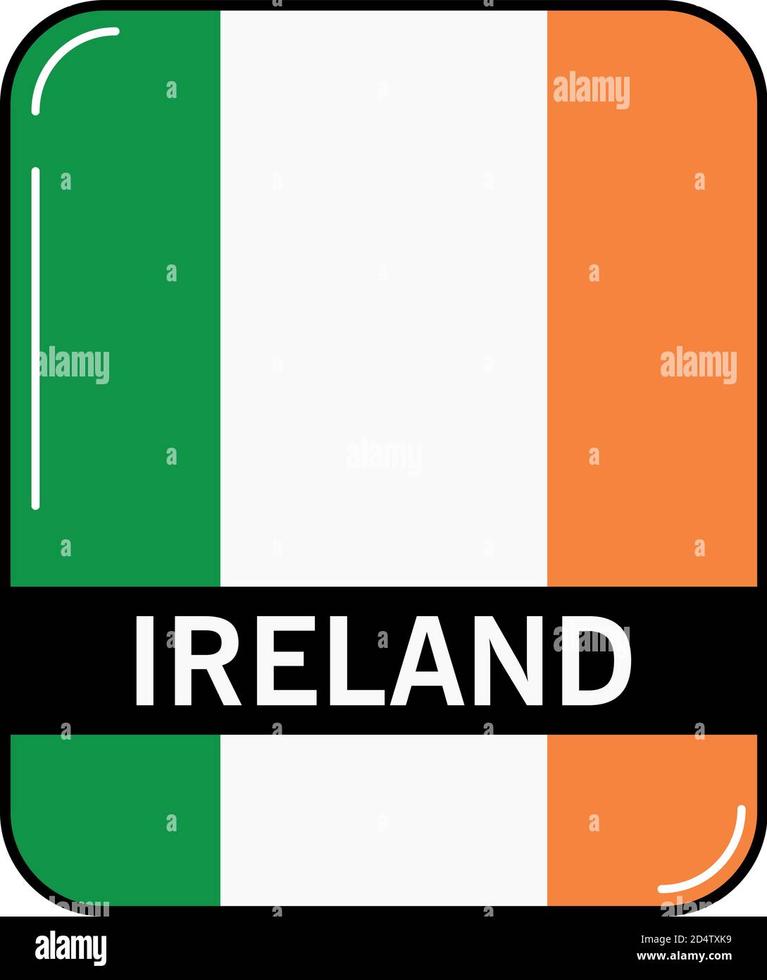 Bandiera nazionale e firma della Repubblica d'Irlanda. Paese europeo. Illustrazione Vettoriale