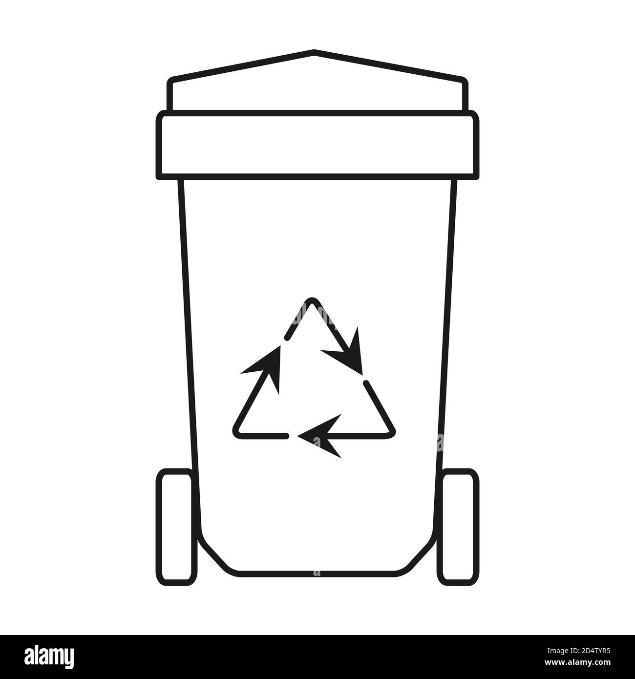 Cestino. Illustrazione vettoriale. Icona nera della linea di riciclaggio dei rifiuti. Illustrazione Vettoriale