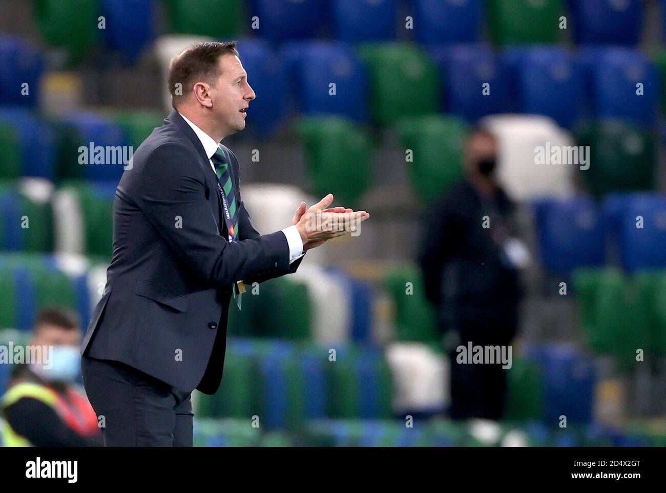 Il manager dell'Irlanda del Nord Ian Baraclough durante la UEFA Nations League Group 1, League B match a Windsor Park, Belfast. Foto Stock