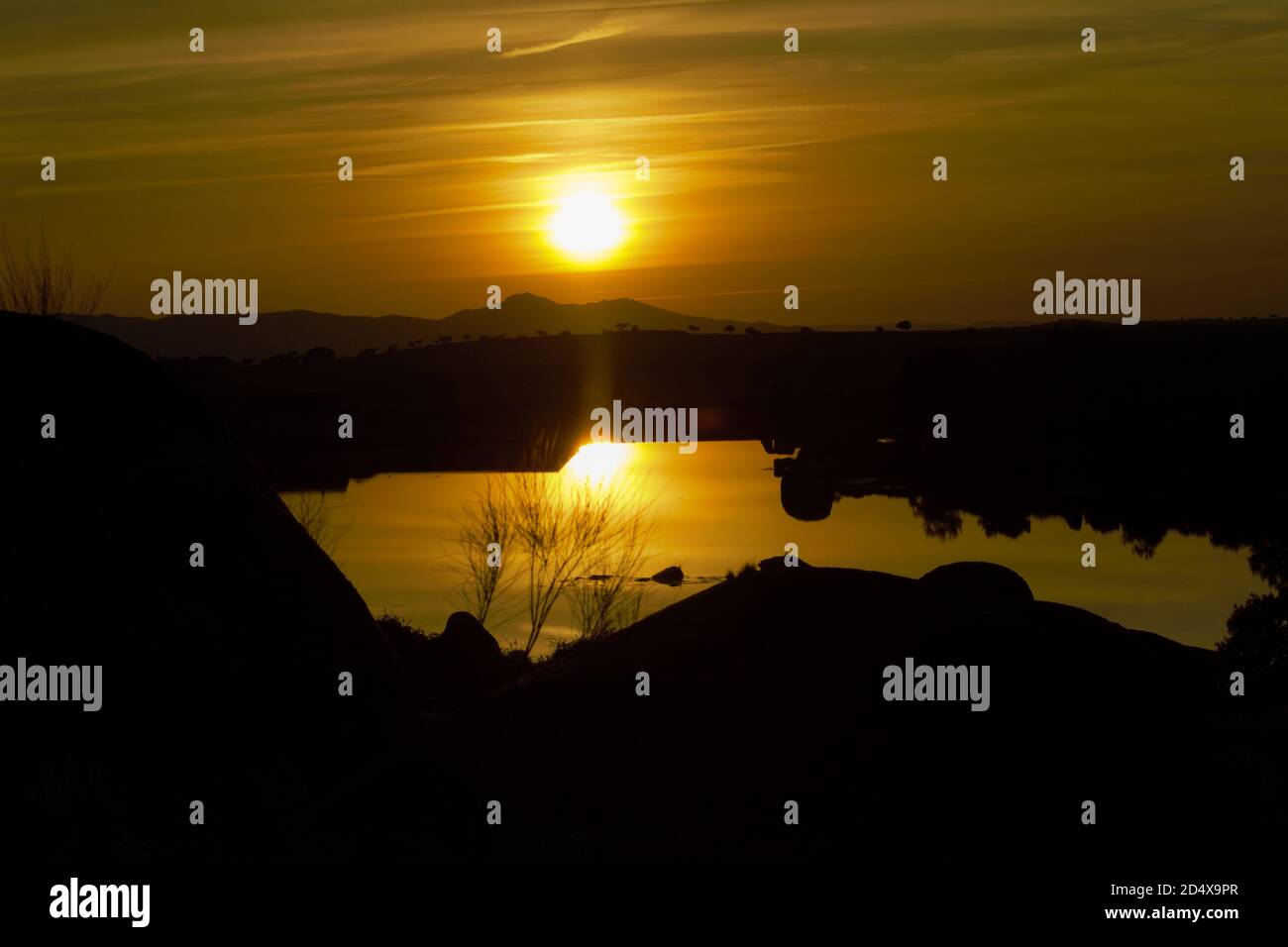 un tramonto nel "los barruecos" Foto Stock