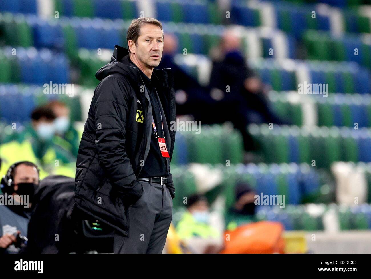Il manager austriaco Franco Foda durante la UEFA Nations League Group 1, League B match a Windsor Park, Belfast. Foto Stock