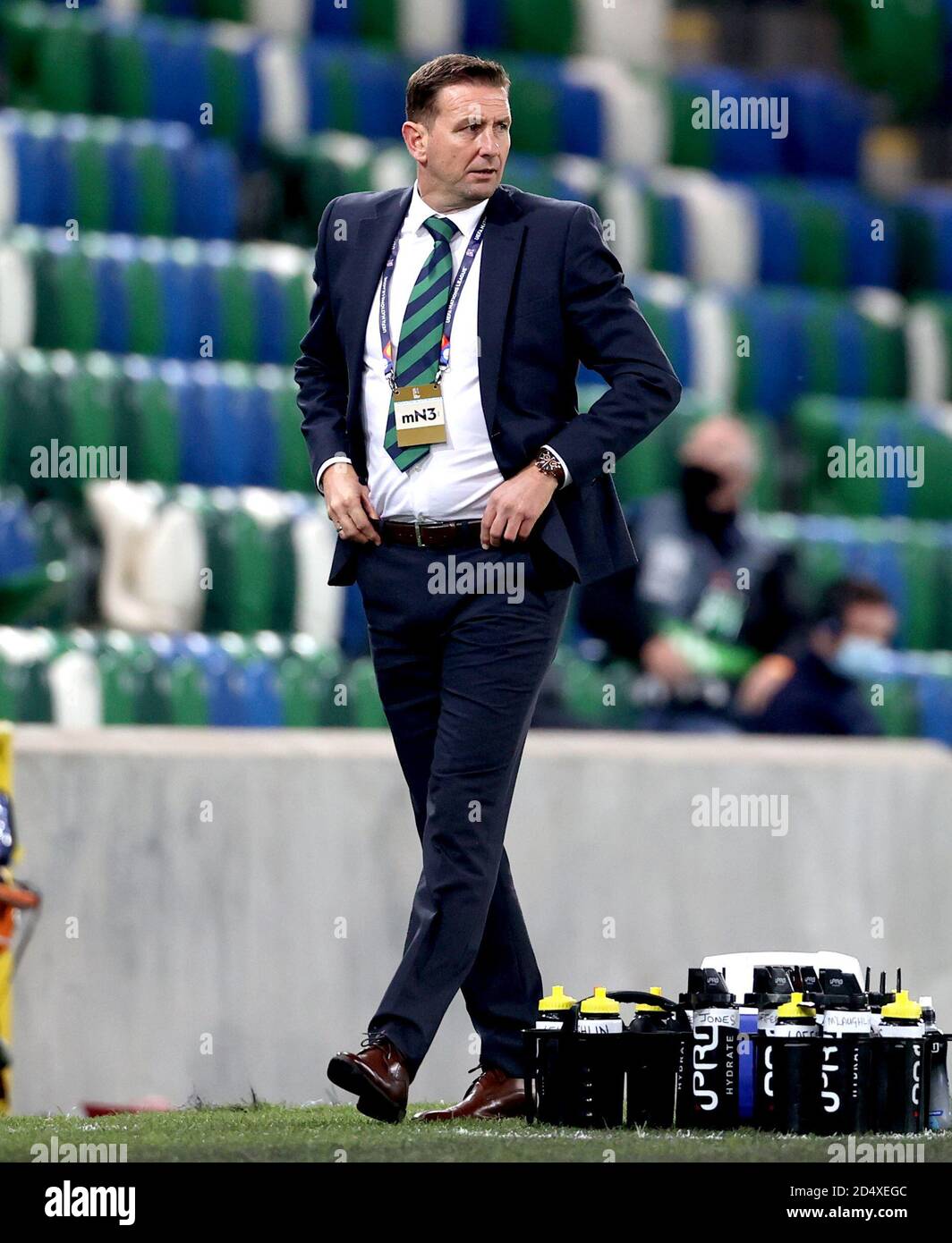 Il manager dell'Irlanda del Nord Ian Baraclough durante la UEFA Nations League Group 1, League B match a Windsor Park, Belfast. Foto Stock