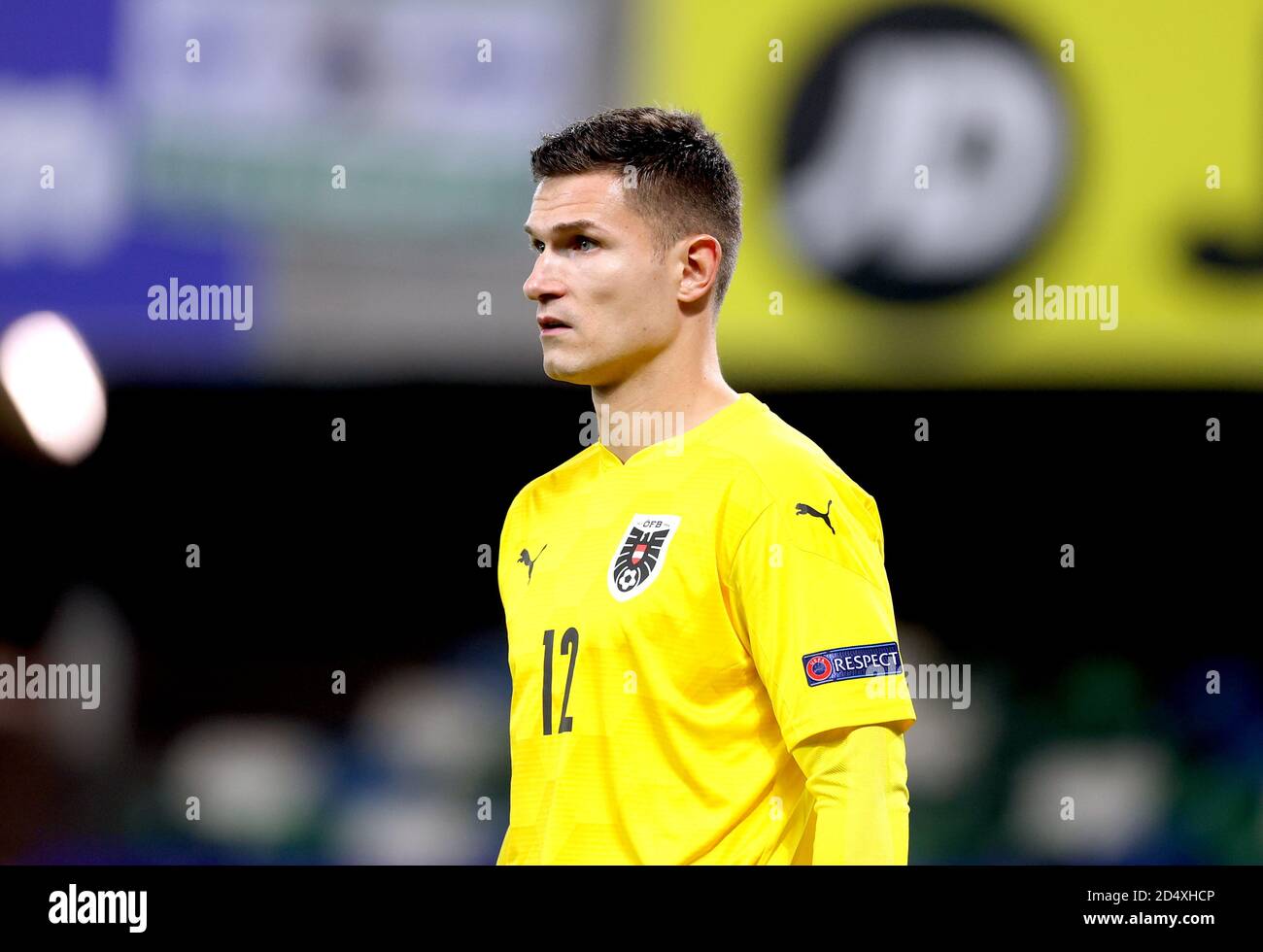 Il portiere austriaco Pavao Pervan durante la partita della UEFA Nations League Group 1, League B al Windsor Park, Belfast. Foto Stock