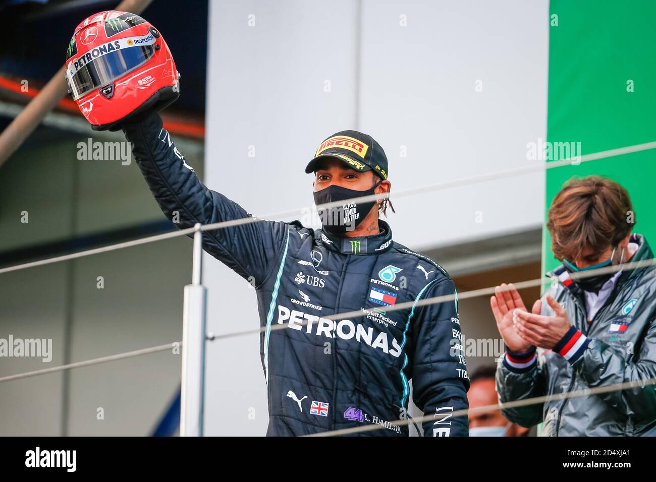 Nurburg, Germania. 11 Ottobre 2020. HAMILTON Lewis (gbr), Mercedes AMG F1  GP W11 Hybrid EQ Power+, ritratto con casco, casque, di Michael Schumacher  durante la Formula 1 Aramco Grosser Preis Der Eifel