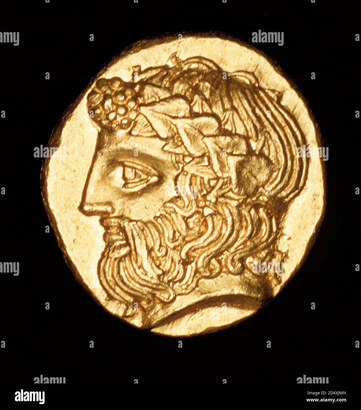 Raro moneta greca antica, oro, thasos hemidrachm, Dioniso Dio del vino c 380 a.C. Foto Stock