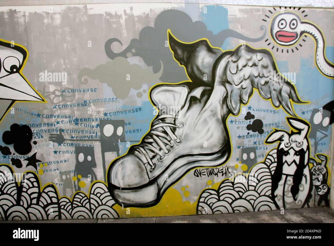 Graffiti Wall, Singapore, Sud-est asiatico Foto Stock