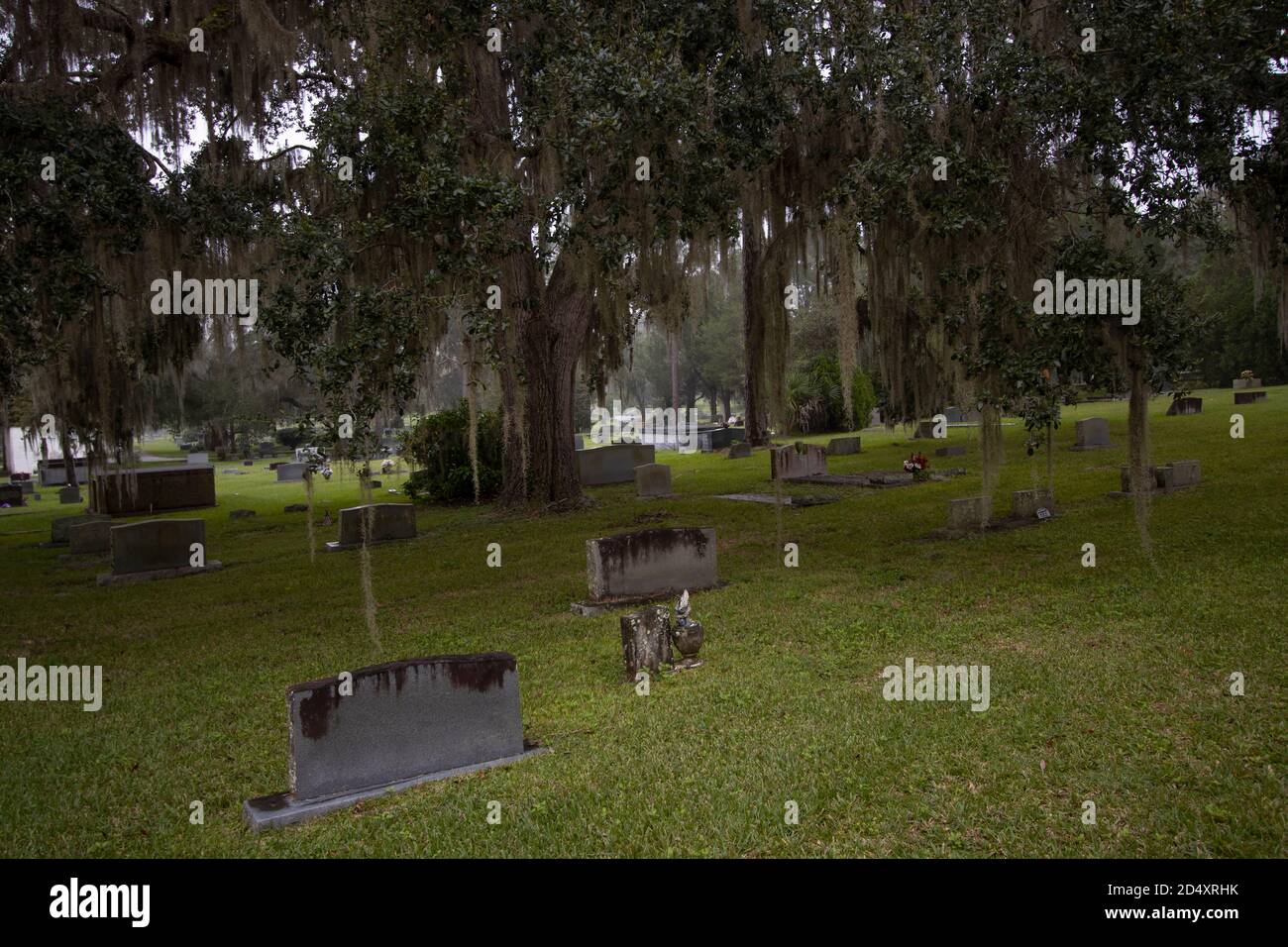 Tramonto in un cimitero Foto Stock