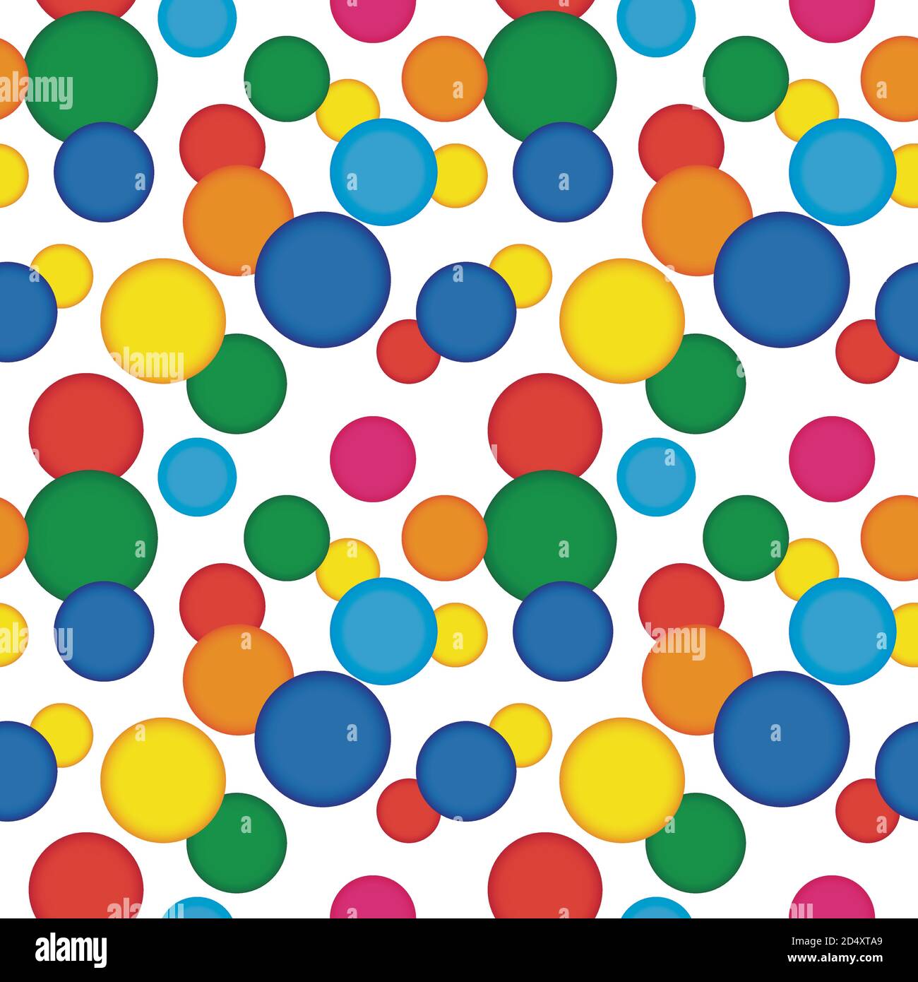 Motivo senza giunture di cerchi colorati sovrapposti. Stampa tessile colorata geometrica. Illustrazione Vettoriale