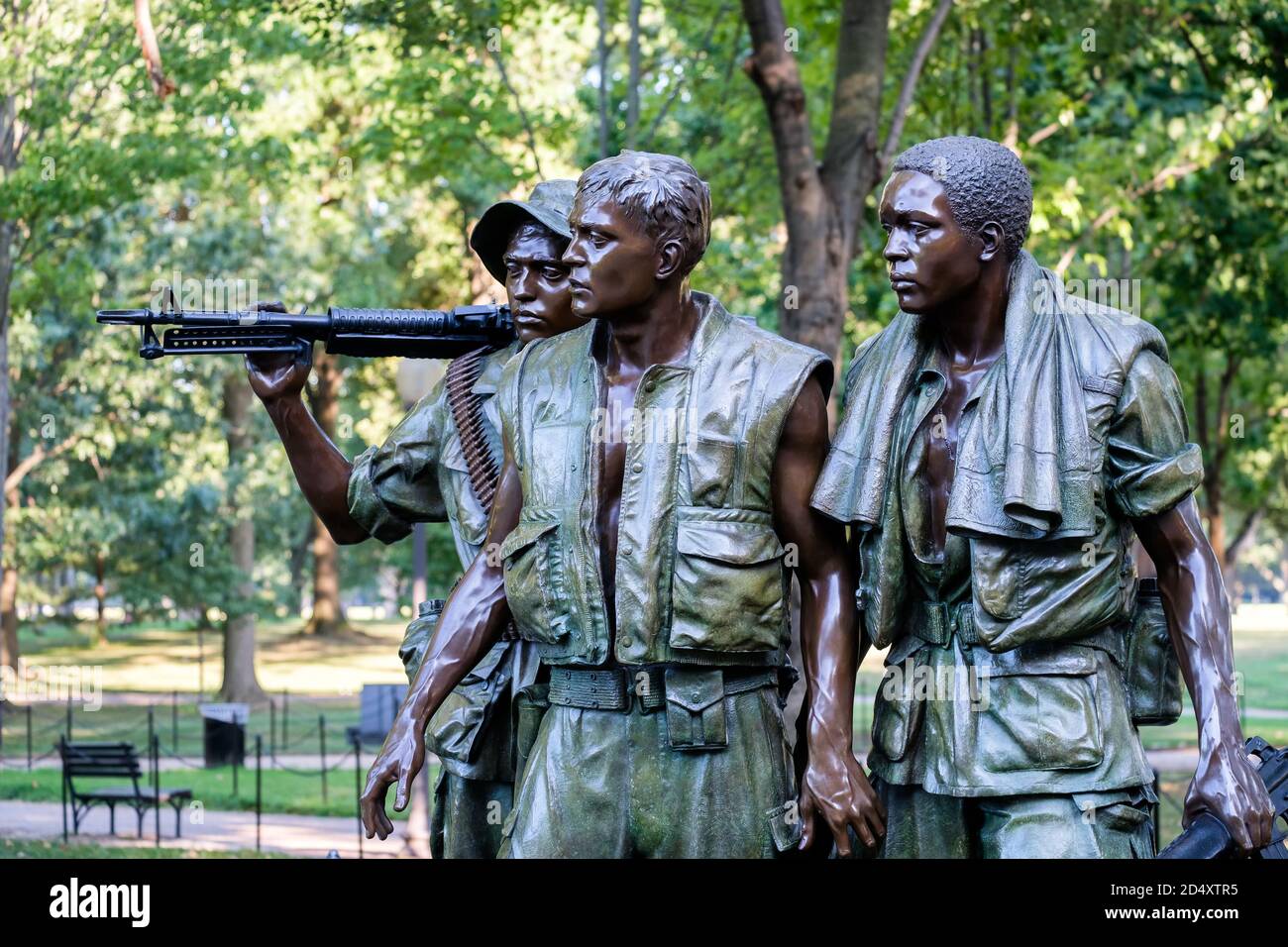 La statua dei tre soldati al Vietnam Veterans Memorial in Washington DC Foto Stock