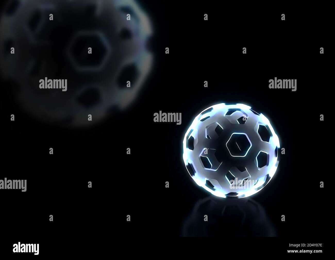 Contenitore a gabbia sferica astratta su sfondo scuro, illustrazione di rendering 3d Foto Stock