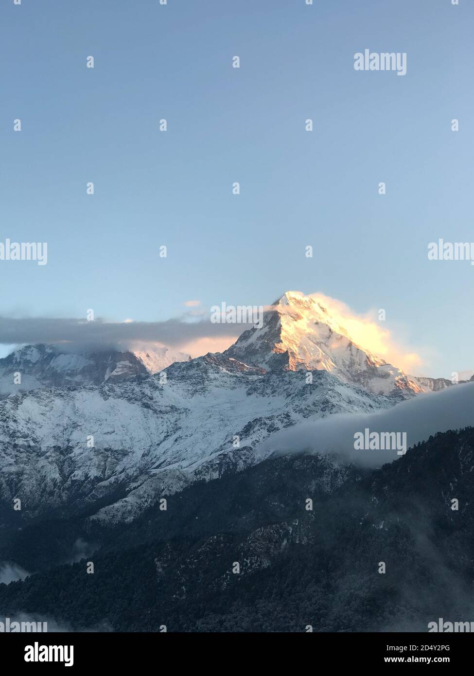 La splendida Annapurna si estende dal punto panoramico di Ghandruk Foto Stock