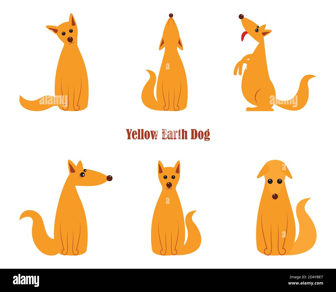 Il cane è il simbolo di nuovo 2018 anno, secondo il calendario cinese anno di Yellow Earth Dog. Guard cane pastore tedesco in stile poligoni, seduto sul hind Illustrazione Vettoriale