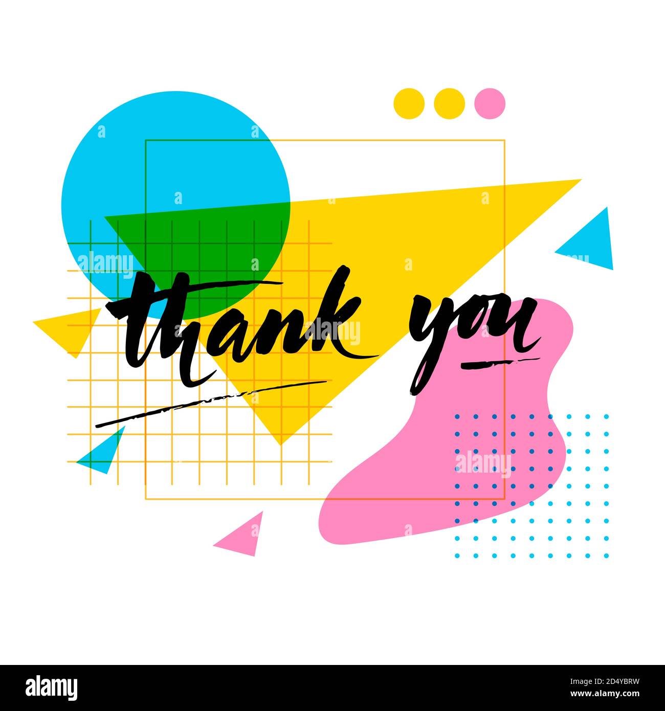 Grazie poster motivazionale in stile pop-art con scritte calligrafiche. Illustrazione Vettoriale