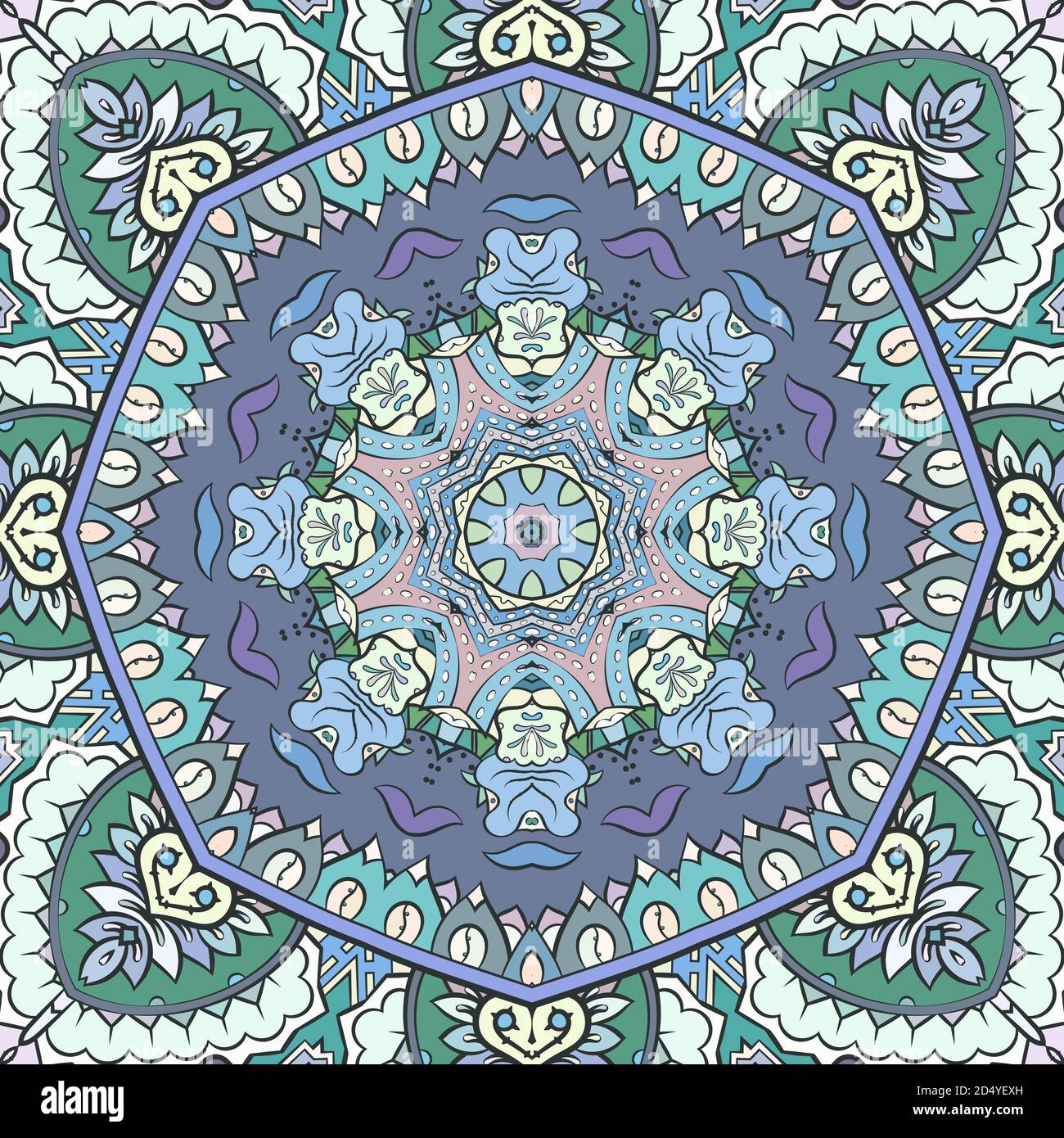 Design mehndi per piastrelle tracheate senza cuciture Illustrazione Vettoriale